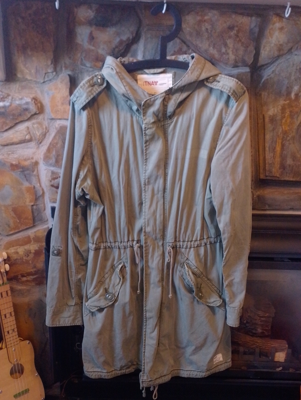 TNA Forest Green Military Jacket 100% Cotton Utility Pockets